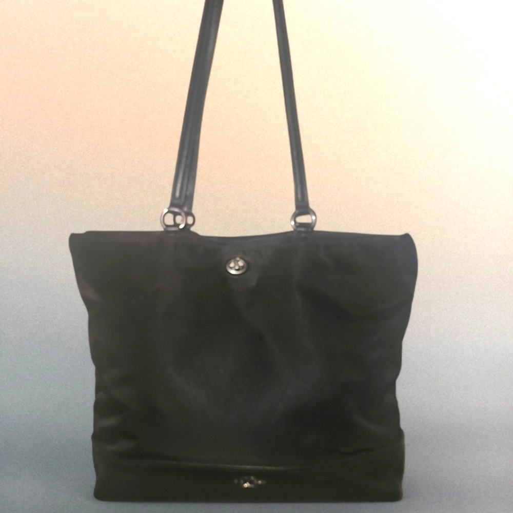 Coach Nylon & Leather Black Tote F57903